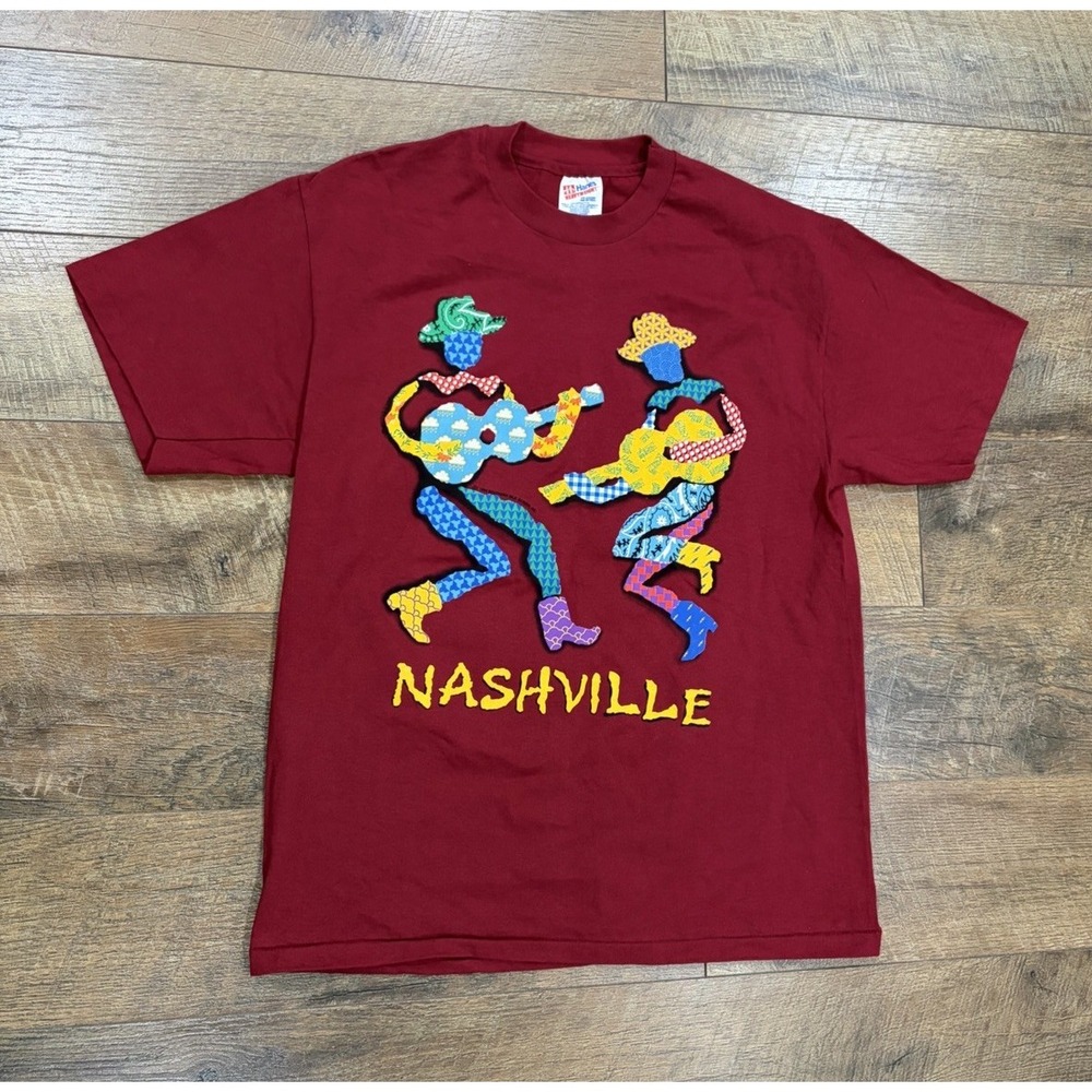 Vintage 1994 Nashville,‎ Tennessee Single Stitch Tee Red Large Made In USA 90s